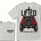 LIFTED Faith Psalm 40:2 Offroad 4X4 Jeep Christian T-Shirt EST.Year Religious Faith Graphic Tee