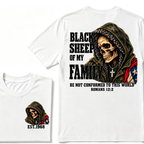 Black Sheep Of My Family Romans 12:2 Bible Verse Skull Hooded EAT.Year T-Shirt, Christian Patriotic Tee