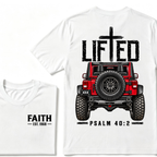 LIFTED Faith Psalm 40:2 Offroad 4X4 Jeep Christian T-Shirt EST.Year Religious Faith Graphic Tee