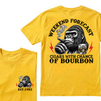 Weekend Forecast Cigars With Chance Of Bourbon Custom Est.Year T-Shirt