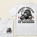 Weekend Forecast Cigars With Chance Of Bourbon Custom Est.Year T-Shirt