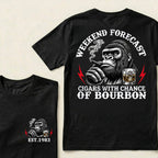 Weekend Forecast Cigars With Chance Of Bourbon Custom Est.Year T-Shirt