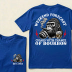 Weekend Forecast Cigars With Chance Of Bourbon Custom Est.Year T-Shirt