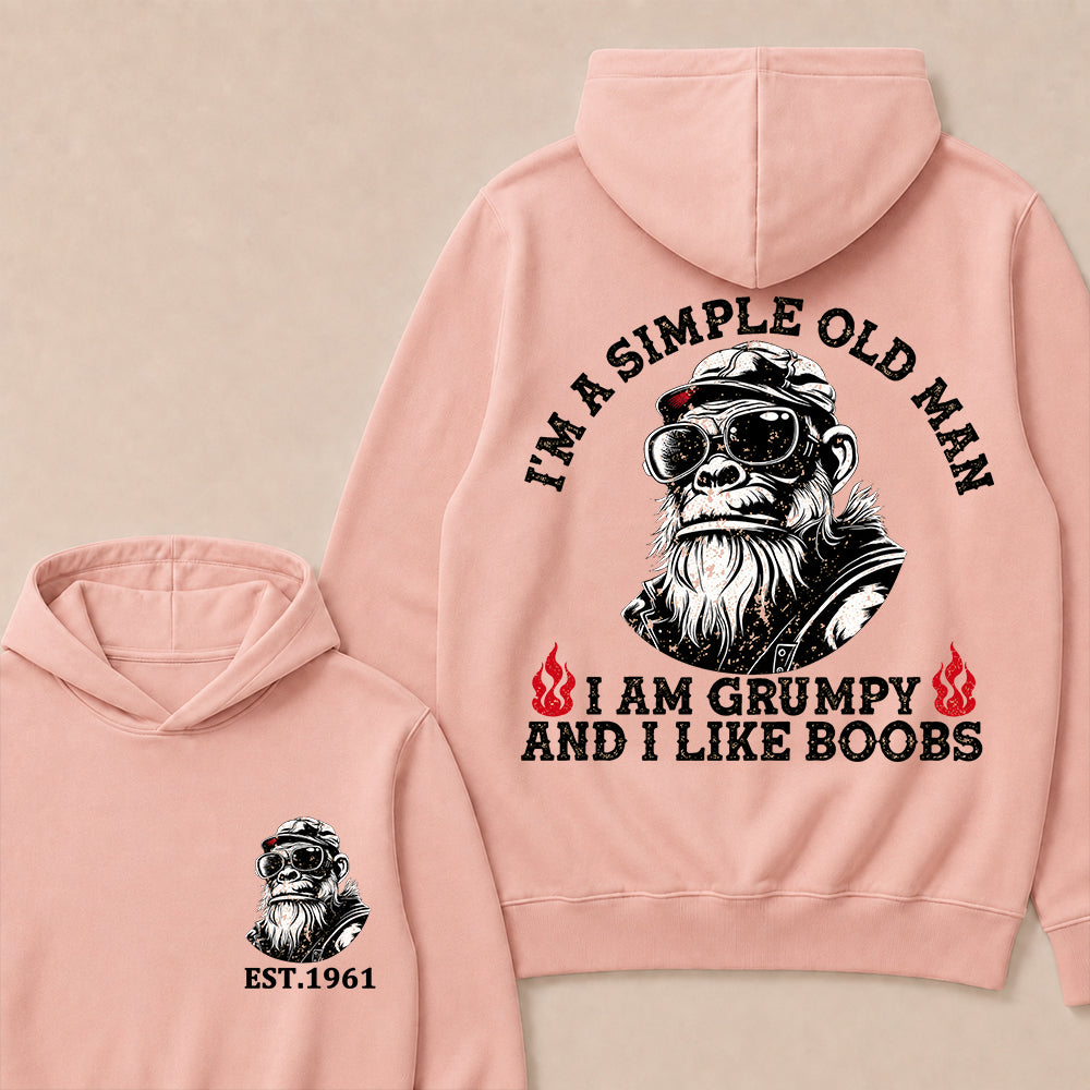 I'm A Simple Old Man I Am Grumpy And I Like Boobs Custom Est.Year Hoodie