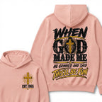 Custom Year Faith Cross Hoodie | Double Sided When God Made Me Graphic Hoodie
