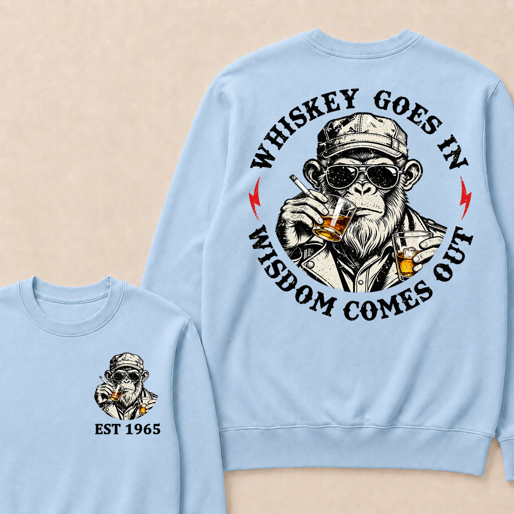 Whiskey Goes In Wisdom Comes Out Custom Est.Year Crewneck