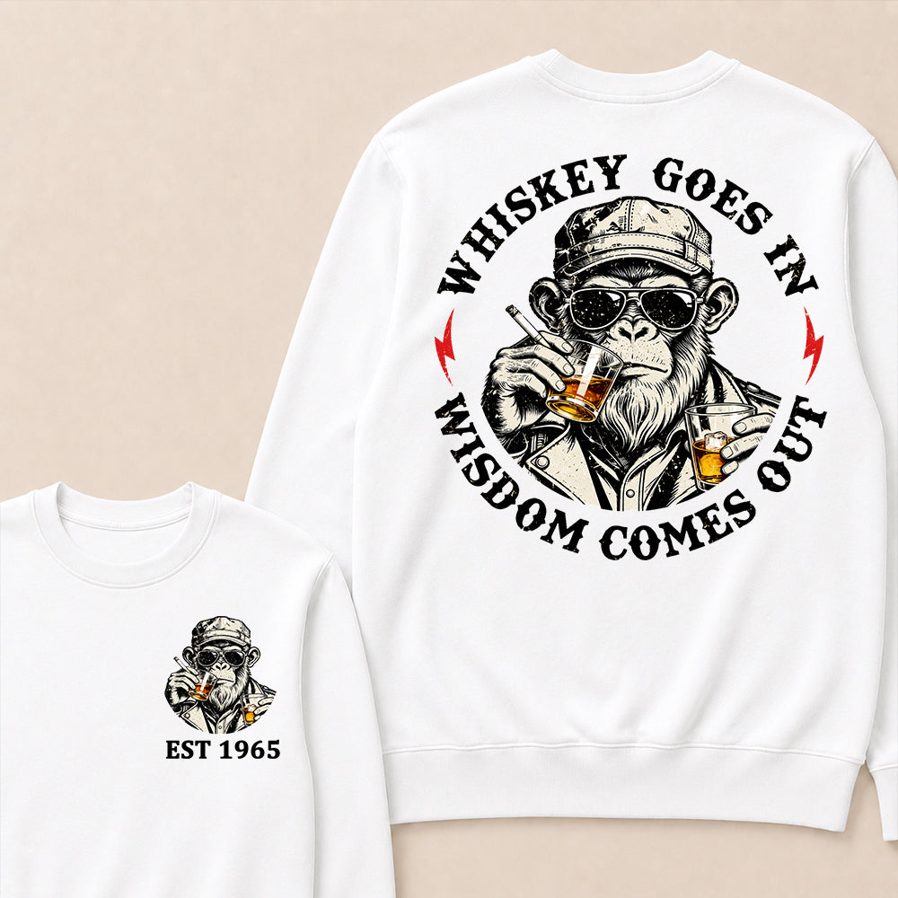 Whiskey Goes In Wisdom Comes Out Custom Est.Year Crewneck