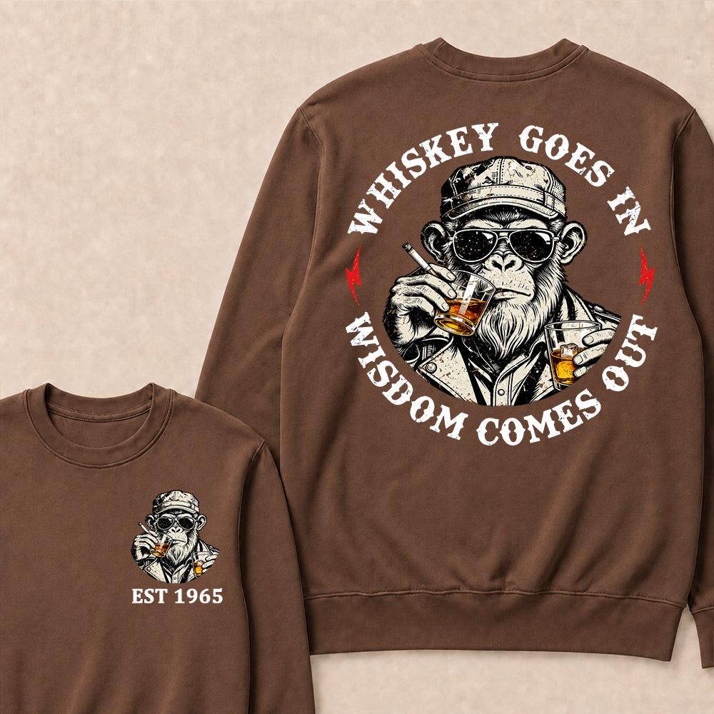 Whiskey Goes In Wisdom Comes Out Custom Est.Year Crewneck