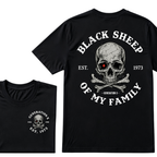 Black Sheep Of My Family Gen X Skull T Shirt, Generation X EST.Year Vintage Skull Crossbones Graphic Tee, Front Back Print Retro Shirt