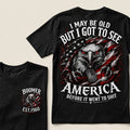 Boomer EST.Year I May Be Old But I Got To See America Eagle US Flag Front Back Print Unisex Graphic T-Shirt