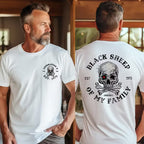 Black Sheep Of My Family Gen X Skull T Shirt, Generation X EST.Year Vintage Skull Crossbones Graphic Tee, Front Back Print Retro Shirt