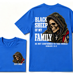 Black Sheep Of My Family Romans 12:2 Bible Verse Skull Hooded EAT.Year T-Shirt, Christian Patriotic Tee