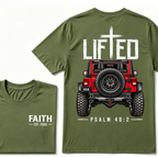 LIFTED Faith Psalm 40:2 Offroad 4X4 Jeep Christian T-Shirt EST.Year Religious Faith Graphic Tee