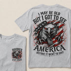 Boomer EST.Year I May Be Old But I Got To See America Eagle US Flag Front Back Print Unisex Graphic T-Shirt