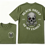 Black Sheep Of My Family Gen X Skull T Shirt, Generation X EST.Year Vintage Skull Crossbones Graphic Tee, Front Back Print Retro Shirt