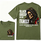 Black Sheep Of My Family Romans 12:2 Bible Verse Skull Hooded EAT.Year T-Shirt, Christian Patriotic Tee
