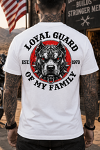 Loyal Guard Of My Family EST.Year Pitbull Dog Graphic T-Shirt Family Protector Tee