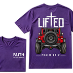 LIFTED Faith Psalm 40:2 Offroad 4X4 Jeep Christian T-Shirt EST.Year Religious Faith Graphic Tee