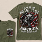 Boomer EST.Year I May Be Old But I Got To See America Eagle US Flag Front Back Print Unisex Graphic T-Shirt