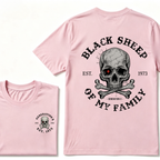 Black Sheep Of My Family Gen X Skull T Shirt, Generation X EST.Year Vintage Skull Crossbones Graphic Tee, Front Back Print Retro Shirt