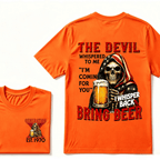 Custom EST.Year The Devil Whispered To Me "I'm Coming For You" I Whisper Back Bring Beer Graphic T‑Shirt