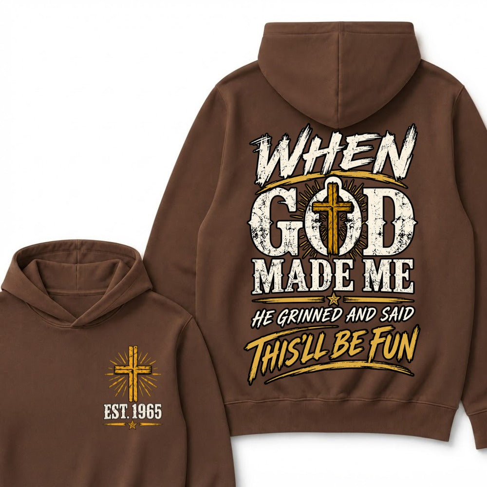 Custom Year Faith Cross Hoodie | Double Sided When God Made Me Graphic Hoodie